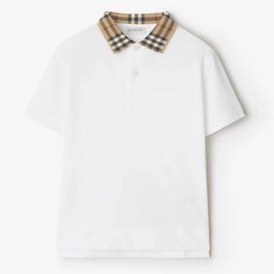 Burberry White Polo Shirt with Check Collar